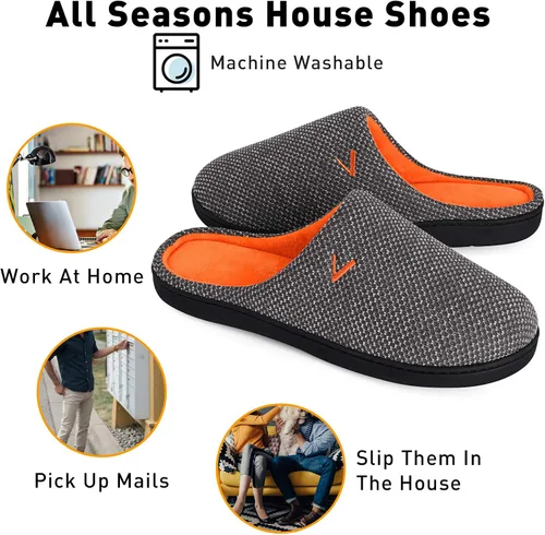 Vista 4 de VONMAY Pantuflas de dos tonos para hombre, de espuma viscoelástica, cómodas, ligeras, para interiores y exteriores