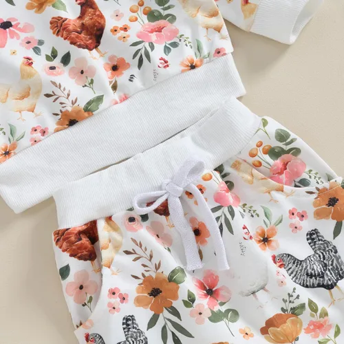 Vista 6 de Conjunto de sudadera para bebé niña con texto en inglés "Daddy Mama" de manga larga para otoño e invierno
