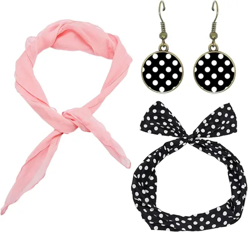 Vista 5 de EBYTOP Disfraces de Halloween de los años 50 para mujer, accesorios de caniche de los años 50
