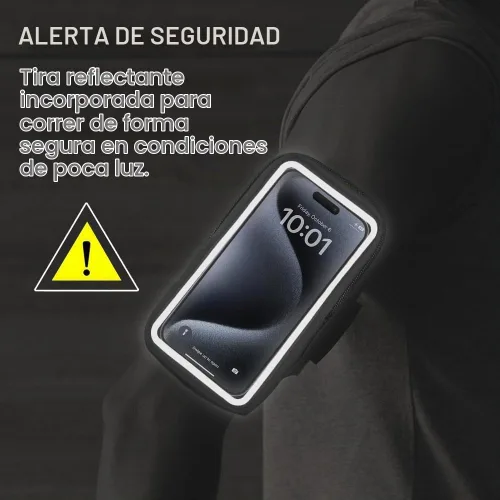 Vista 7 de Brazalete de running para iPhone 17 16 15 14 13 Pro Max/Plus, Samsung Galaxy S26 S25 S24 Ultra/Plus, bolsa de brazo con hebilla G (negro, S)