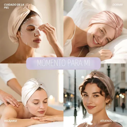 Vista 4 de OLESILK - Gorro de seda para dormir para mujeres: 100% seda de morera de 22 momme, ajuste ajustable para el cuidado del cabello nocturno, sin Negro