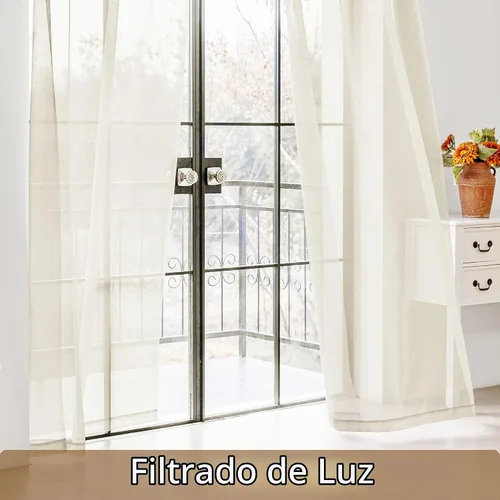 Vista 3 de Cortinas transparentes naturales de 96 pulgadas de largo
