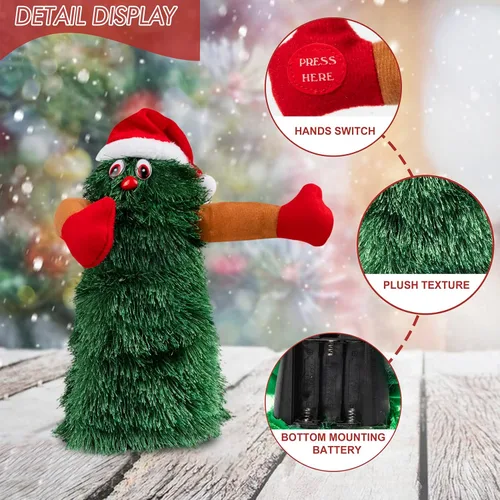Vista 3 de Gfilay Árbol de Navidad Cantante y Bailante, Decoraciones Navideñas Musicales, Rotativas y Animadas para Niños