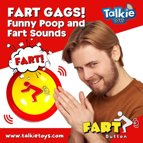 Vista 5 de Talkie Toys Products Botón de pedo - Se ilumina y reproduce 20 sonidos divertidos de pedos - Divertido regalo de broma y broma - Regalo divertido