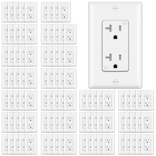Vista 13 de BESTTEN Toma de corriente decorativa resistente a manipulaciones de 15 amperios, uso residencial y comercial, placa de pared incluida