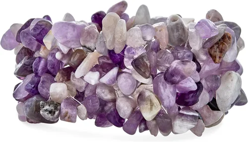 Vista 2 de Pulsera ancha grande y gruesa de varios colores, cristal morado, marrón, ojo de tigre, amatista, cuarzo rosa, negro, ónix azul, lapislázuli, verde