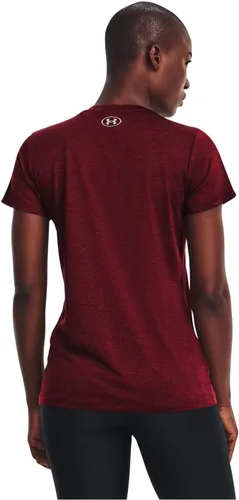 Vista 3 de Under Armour Tech - Camiseta de manga corta y cuello en V para mujer, jaspeada