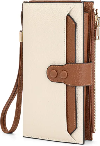 Vista 17 de SENDEFN Cartera de cuero para mujer, con bloqueo RFID, tarjetero para tarjetas de crédito, cartera de mano para mujer