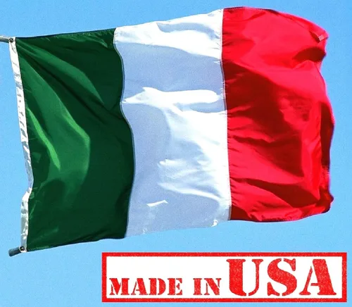 Vista 2 de Fábrica de la bandera de Estados Unidos, bandera italiana de 3 x 5 pies (rayas cosidas) para exteriores, nailon SolarMax, fabricado en Estados