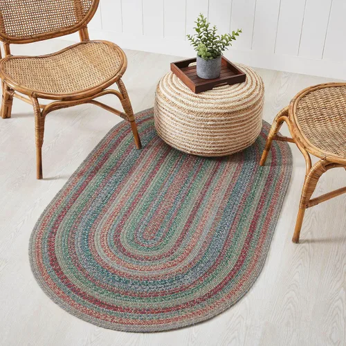 Vista 11 de VHC Brands Alfombra de yute multi medio círculo con almohadilla 19.5x36
