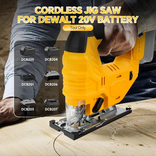 Vista 2 de Sierra de calar inalámbrica para batería Dewalt de 20 V, rompecabezas sin escobillas con luz LED, 7 velocidades variables, cortes biselados de 45°