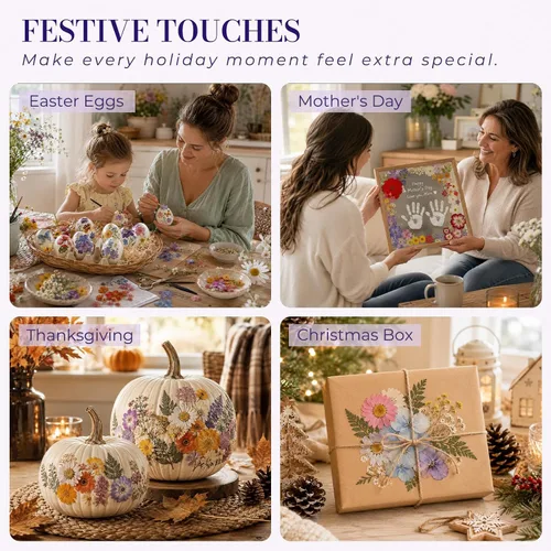 Vista 8 de 320 piezas de flores secas prensadas para manualidades de resina Multicolor 320 piezas