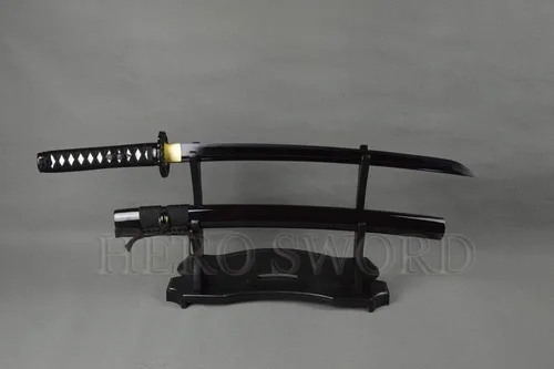 Vista 6 de Espada samurái Wakizashi hecha a mano, Katana de espiga completa, espada media, cuchillos japoneses hechos a mano listos para la batalla