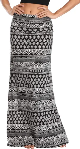 Vista 4 de Urban CoCo - Falda elegante para mujer con elastano cómoda con cintura plegable larga acampanada