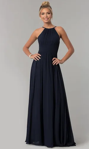 Vista 5 de Chiffon Halter Bridesmaid Dresses for Wedding Spaghetti Straps A Line Long Formal Evening Prom Party Gown
