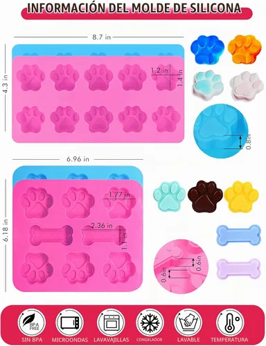 Vista 3 de Moldes de Silicona Caseros para Golosinas de Perros - Cortadores de Galletas para Golosinas de Perros - Recetas de Golosinas para Perros, Moldes