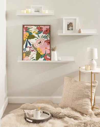Vista 3 de Kate and Laurel Sylvie - Lienzo decorativo para pared con marco suave por Mia Charro, 18 x 24 pulgadas, dorado, moderno, divertido, abstracto
