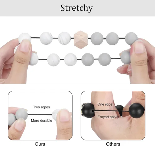 Vista 3 de Weixiltc Llavero para mujer, pulsera de cuentas de silicona, llavero con borla de cuero
