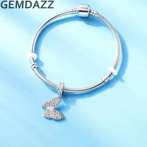 Vista 4 de GEMDAZZ Dijes temáticos de animales en plata de ley 925, bonito oso polar 3D, rana, cigarra, mariquita, abeja, libélula para pulseras europeas