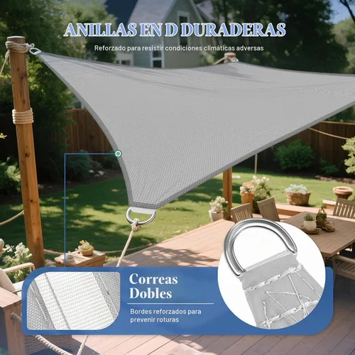 Vista 3 de ECOOPTS - Toldo parasol rectangular, tamaño 8 x 12 pies, impermeable, con protección UV, para patio al aire libre, pérgola, jardín trasero