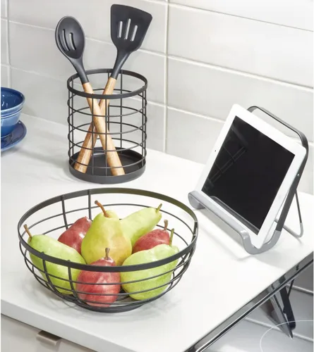 Vista 5 de iDesign Recipiente de Cocina para Utensilios - Recipiente de Cocina de Acero Portautensilios para Encimera - Negro Mate