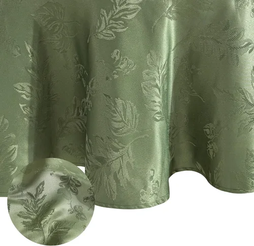 Vista 15 de Elrene Home Fashions. - Elegante mantel de damasco, diseño de hojas tejidas.