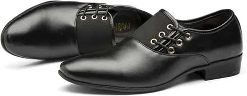 Vista 2 de Zapatos de cuero de estilo clásico para hombre sin cordones suela de goma baja tacón de bloque zapatos de diseñador para hombre