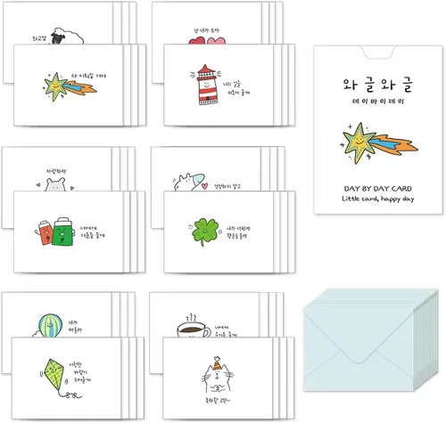 Vista 19 de Monolike Tarjeta Día a Día, 105 Luna - Mezcla de 48 mini tarjetas individuales, 24 sobres Paquete