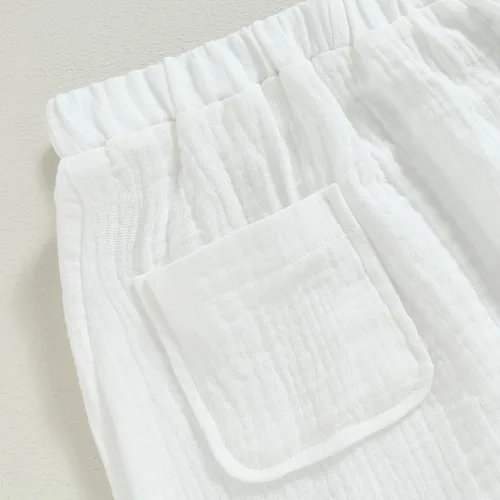Vista 7 de Pantalones deportivos de algodón y lino para bebés, niños y niñas, elásticos, básicos, pantalones largos con harén, ropa de otoño