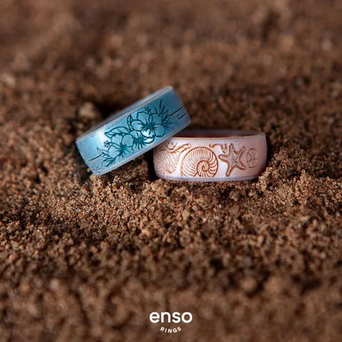 Vista 3 de Enso Rings Etched Classic Silicone Rings - Etched Coastal Collection - Comfortable and Flexible Design