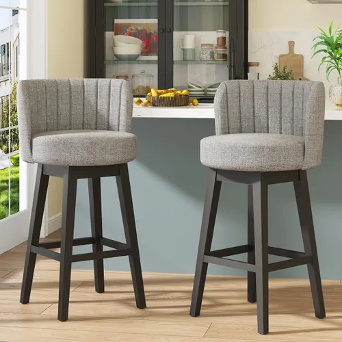 Vista 22 de COCO DESIGN - Juego de 2 taburetes de bar giratorios, 24" de altura del asiento, taburetes de bar de estilo moderno de mediados de siglo