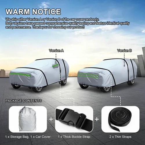 Vista 2 de Funda universal completa para automóvil, 6 capas para exteriores, cubierta gruesa para todo tipo de clima, protector solar, impermeable, a prueba