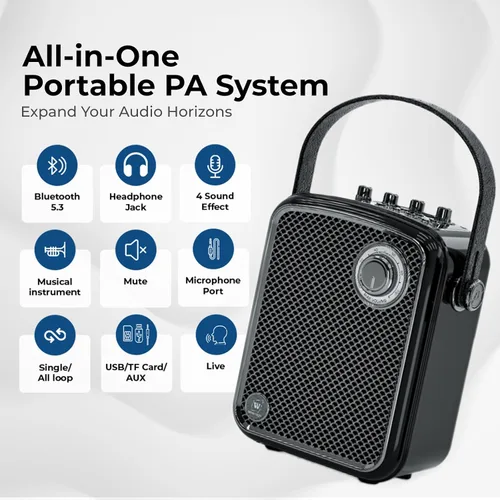 Vista 3 de Amplificador de voz de 70 W con 2 micrófonos de mano inalámbricos y Bluetooth 5.3 Portable PA System & Karaoke Mic Speaker Set with