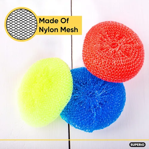 Vista 4 de Estropajos de nailon, para platos, ollas y estufas, estropajos de malla duraderos, para una limpieza resistente. Estropajos de nailon para platos