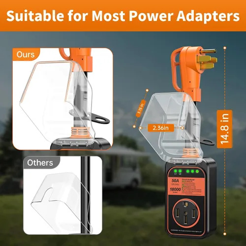 Vista 6 de MILLIONHOME Protector contra sobretensiones para autocaravana de 50 amperios, protección de voltaje, protectores de sobretensión, impermeables