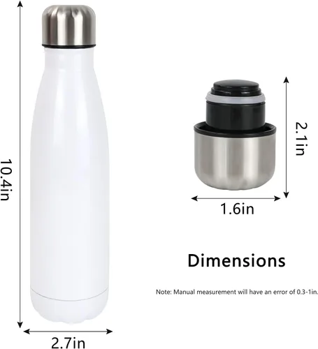 Vista 2 de 4 botellas de agua deportivas en blanco de 17 onzas con aislamiento de doble pared elegante con forma de cola aislada 4-pack 17oz sublimation