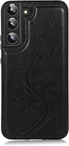 Vista 7 de Asuwish Glaxay S22 - Funda para Samsung Galaxy S22 5G con protector de pantalla de vidrio templado, soporte de cuero con tarjetero, doble cierre