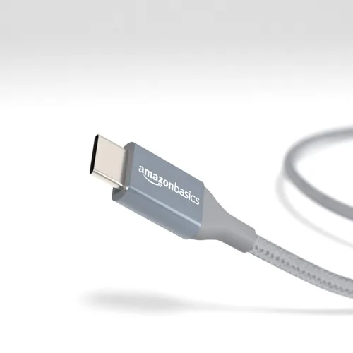 Vista 4 de Amazon Basics - Cable cargador USB-C a USB-A 2.0 de alta velocidad, cordón trenzado de nailon, velocidad de 480Mbps, certificado por USB-IF