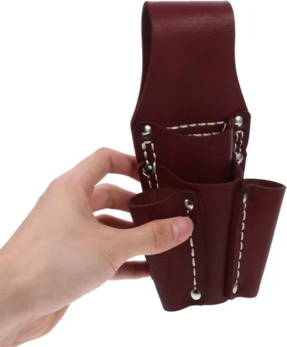 Vista 3 de DOITOOL 1 bolsa de herramientas de cuero para electricista, pequeña bolsa de bolsillo para herramientas con 4 bolsillos para cinturón, bolsa