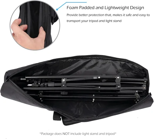 Vista 3 de Meking Bolsa de transporte acolchada de 39 pulgadas, funda de transporte resistente para trípode de fotografía con correa para soportes de luz