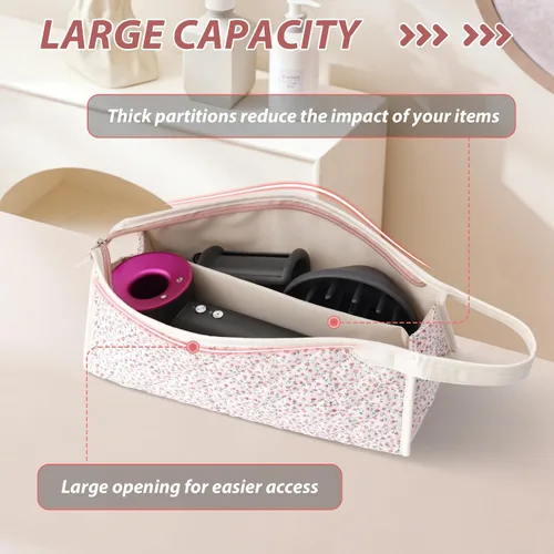 Vista 3 de Bolsa de viaje acolchada para herramientas para el cabello Dyson Floral rosa