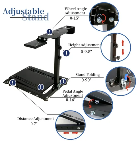 Vista 3 de Anman Racing Steering Wheel Stand with Gear Shifter and Pedal Mount for Logitech G25 G27 G29 G920 Thrustmaster Folding Gaming Racing Sim Cockpit