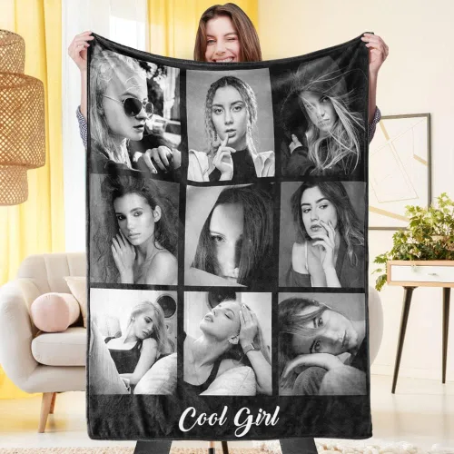Vista 19 de VEELU Manta personalizada con imagen, mantas de fotos personalizadas con imagen, manta para el día de la madre para mamá papá, regalos