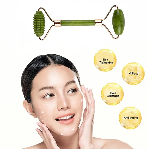 Vista 5 de Rodillos de jade para belleza facial y masaje de ojos, masajeador facial para arrugas antienvejecimiento y rejuvenecimiento de la piel, rodillo