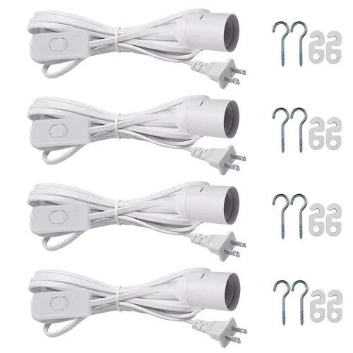 Vista 14 de Cable de luz colgante colgante - Enchufe de bombilla con cable E26/E27 enchufe de luz, cable de linterna colgante de extensión con interruptor