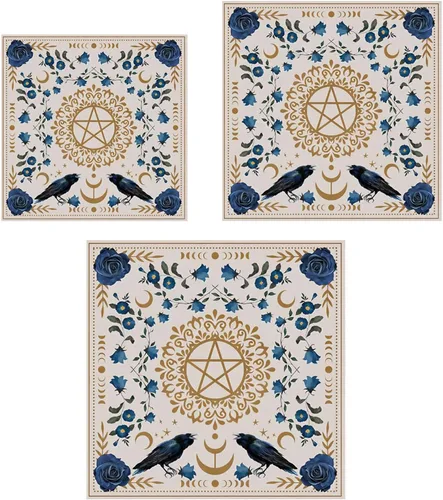 Vista 2 de Tapete de adivinaciones de péndulo de forma cuadrada, mantel de altar, tablero de juego, almohadilla de cartas, mantel de runa, mantel metafísico