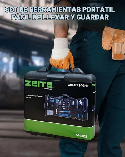 Vista 2 de Zeite Kit de herramientas para el hogar, juego de herramientas manuales de 144 piezas con caja de almacenamiento, juego de herramientas