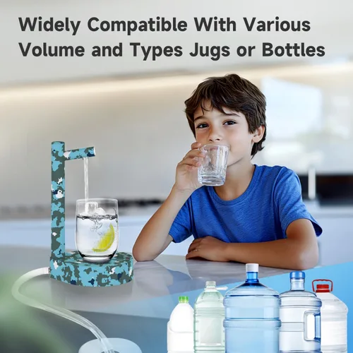 Vista 6 de Dispensador de agua para botella de 5 galones, bomba de agua eléctrica portátil de escritorio con carga USB-C rápida para el hogar, oficina