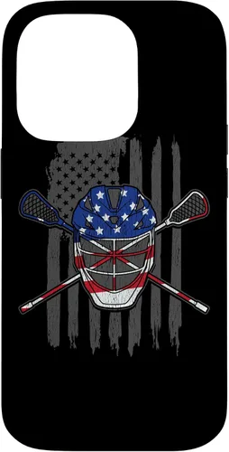 Vista 16 de iPhone 11 bandera estadounidense lacrosse Player Tee Lacrosse Portero caso