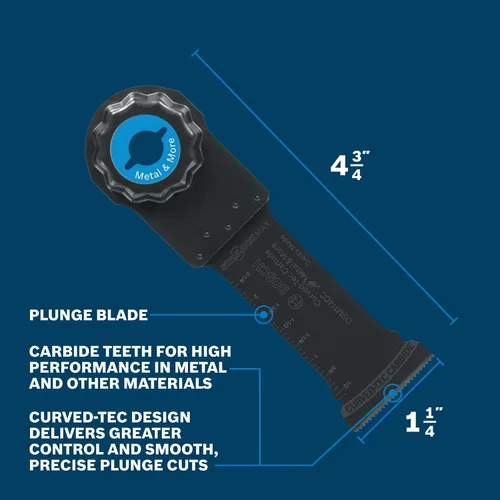 Vista 2 de Bosch OSM114CC 1-1/4 pulg. StarlockMax® Oscilación Multiherramienta Curva-Tec Carburo Extremo Hoja de Inmersión Curvada